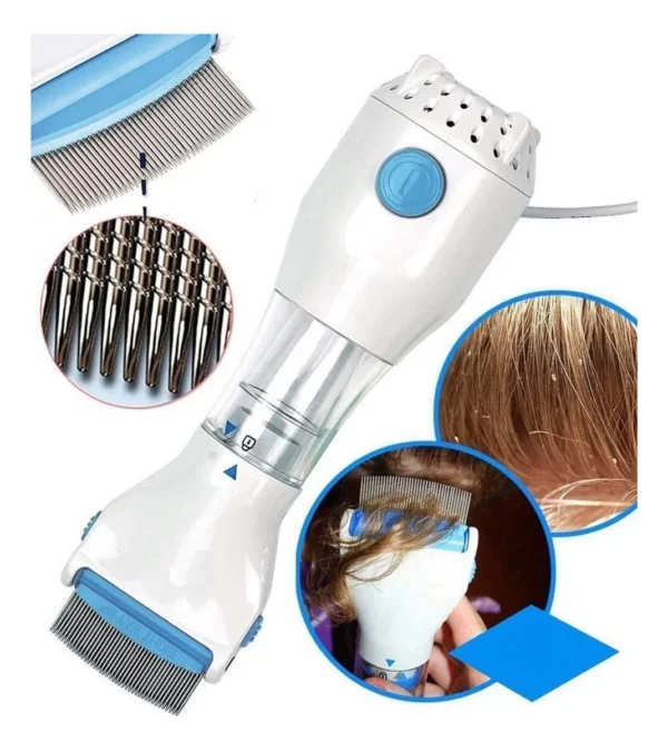 Cepillo eléctrico V-Comb mata piojos y pulgas: útil para detectar y eliminar infestaciones en el cabello.