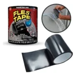 Cinta impermeable Flex Tape negra, ideal para reparaciones robustas, que sella fugas y funciona bajo el agua.