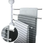 Soporte giratorio para toallas con ventosas, ideal para baños y cocinas.