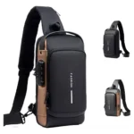 Canguro bolso antirrobo con candado y diseño moderno, ideal para hombres.