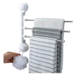 Soporte giratorio para toallas con ventosas, 3 barras, ideal para baño.
