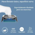Bebedero para mascotas con diseño curvo, capacidad 1.5L, material ABS, apto para lavavajillas.