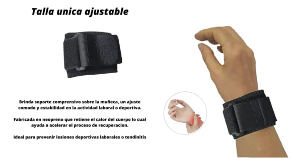 Muñequeras ortopédicas ajustables con soporte y calor terapéutico para recuperación.