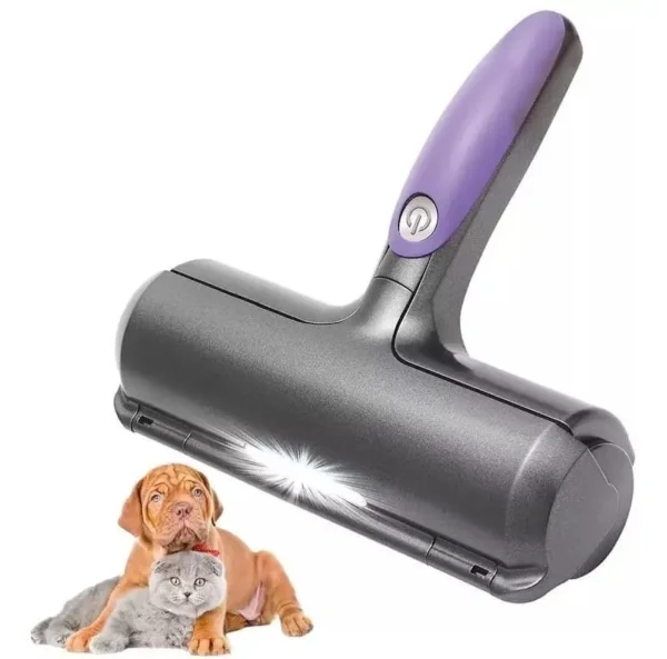 Cepillo removedor de pelusa eléctrico con perros y gatos, ideal para eliminar pelos.