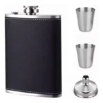 Set licorera negra 8oz con copas y embudo de acero inoxidable para licor.