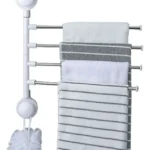 Soporte giratorio de toallas blanco con ventosas y esponja.