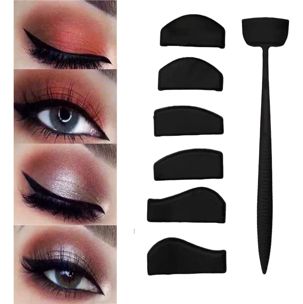 Kit plantillas 6 en 1 para sombra de ojos: delineado perfecto y sombras ahumadas.