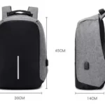 Morral antirrobo gris y negro con USB, 45x30x14cm