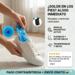 Plantillas terapéuticas azules para zapatos con puntos de acupresión para masaje activo y alivio del dolor.
