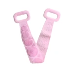 Set x2 banda ducha silicona exfoliante rosa con agarraderas ergonómicas y textura suave.