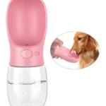 Bebedero portátil rosa para mascotas, dispensador de agua para perros en movimiento.