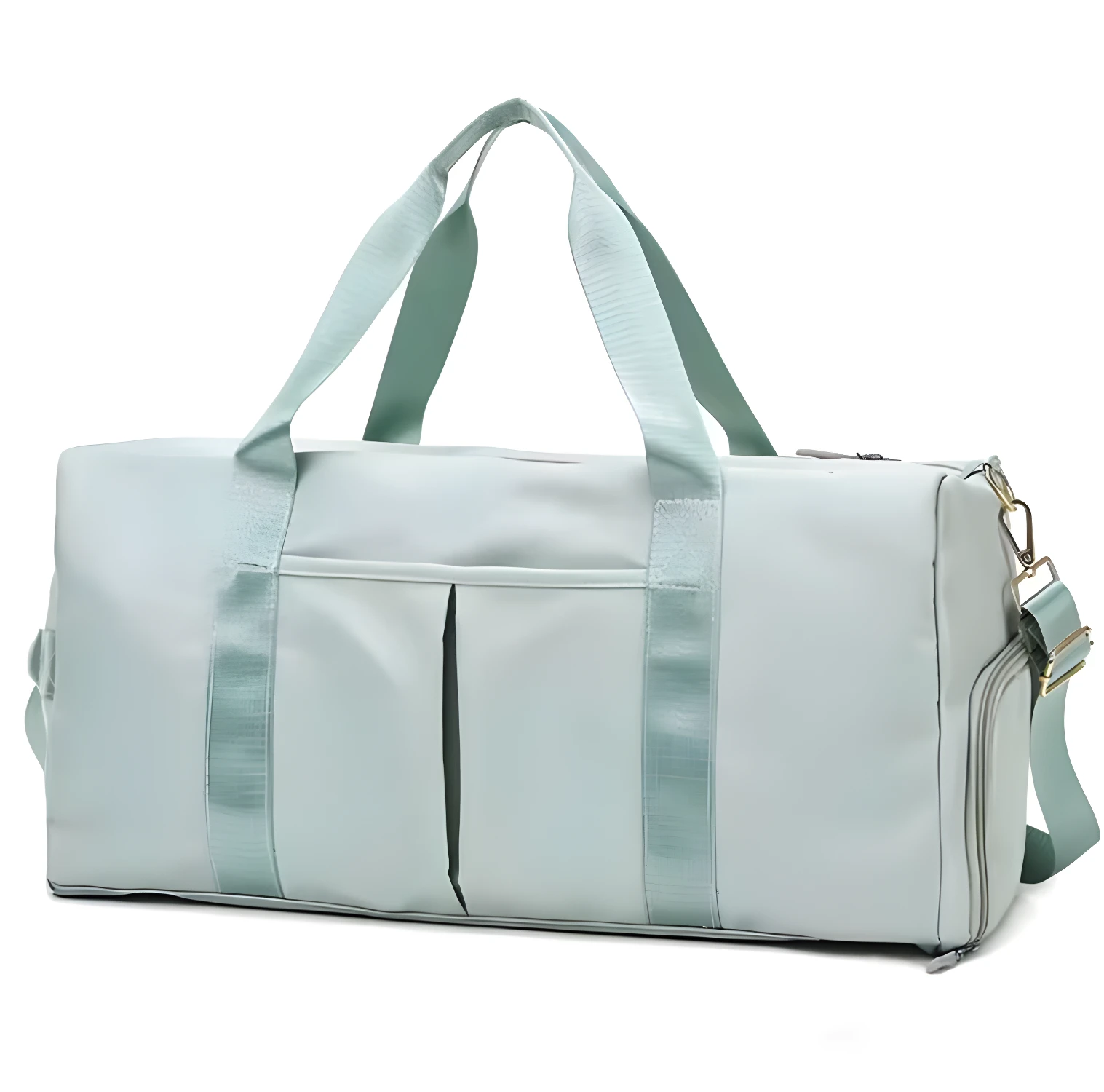 Bolso de viaje o gym impermeable, ligero y resistente, color gris claro.