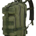 Bolso táctico deportivo verde militar con múltiples compartimentos y correas MOLLE.
