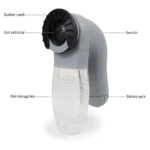 Cepillo aspiradora quita pelo para mascotas con extractor, caja de almacenamiento y paquete de baterías.