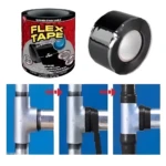 Cinta Flex Tape negra impermeable sella fugas en tuberías metálicas de forma rápida.