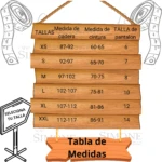 Tabla de medidas de cinturilla broche dama neopreno.