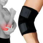 Codera ortopédica deportiva ajustable negra con soporte y alivio de dolor.