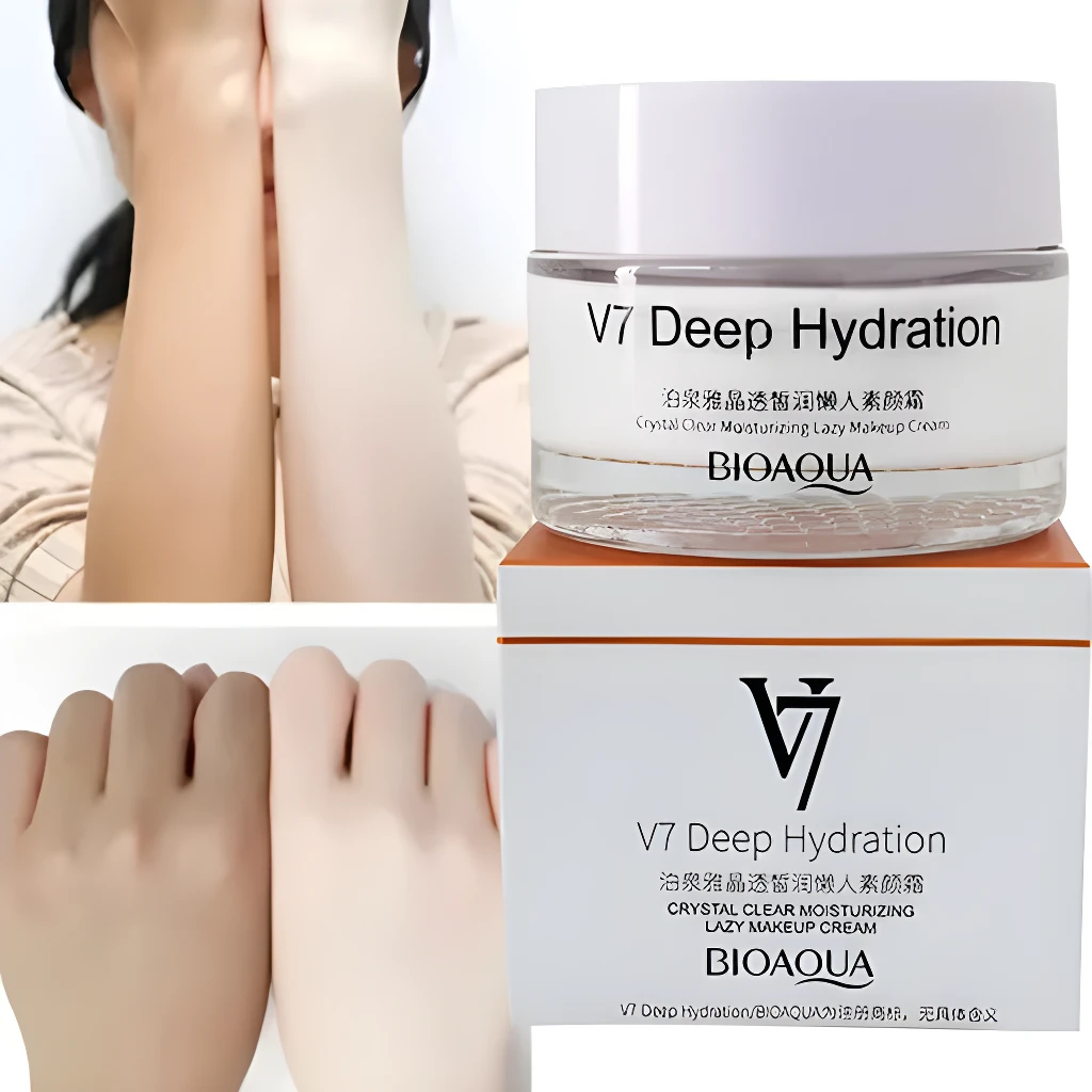 Crema Aclarante V7 Bioaqua Deep Hydration para manos y brazos de piel clara.