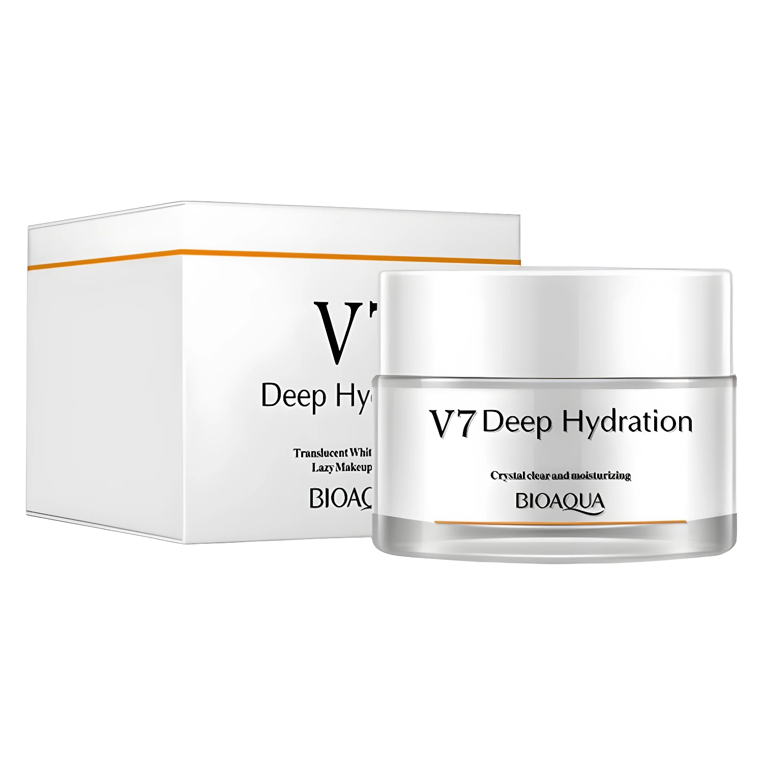 Crema V7 Deep Hydration de BIOAQUA con caja blanca y detalles naranjas, para una piel hidratada.