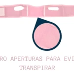 Faja facial reductora de papada rosa con micro aperturas transpirables.