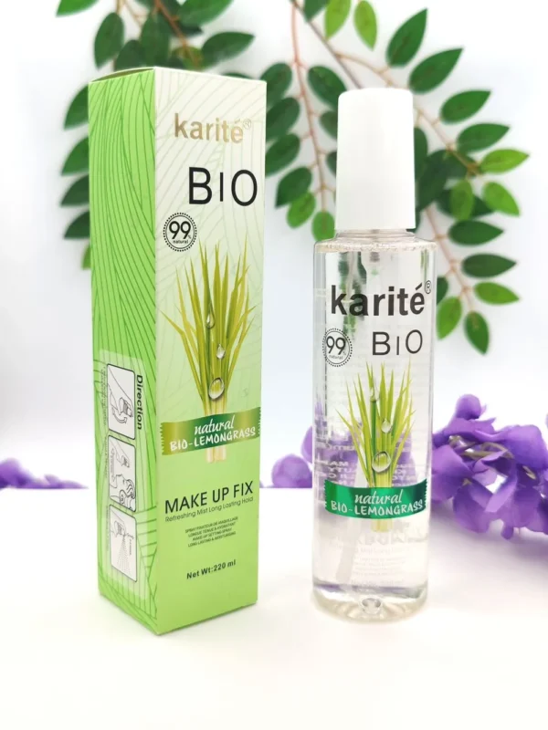 Karité BIO Lemongrass, fijador de maquillaje con 99% natural para piel refrescada y humectada.