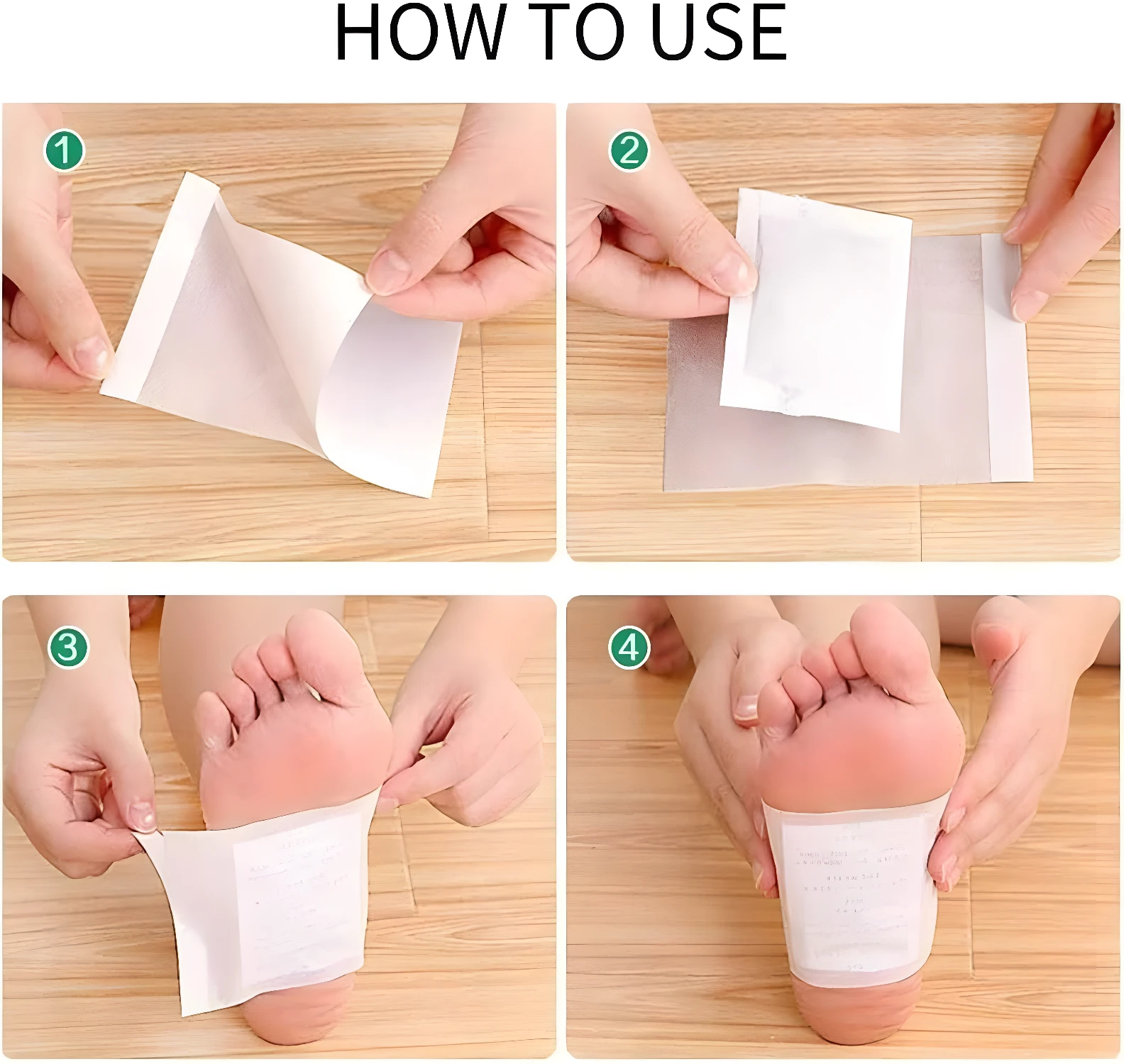 Paso a paso: cómo usar parches para pies, aplicando el parche en el talón.