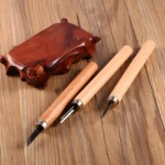 Set x6 gubias para tallar madera, jabón y cerámica con mangos de madera.