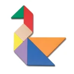Set Tangram de madera en forma de pato: 7 piezas coloridas para niños.