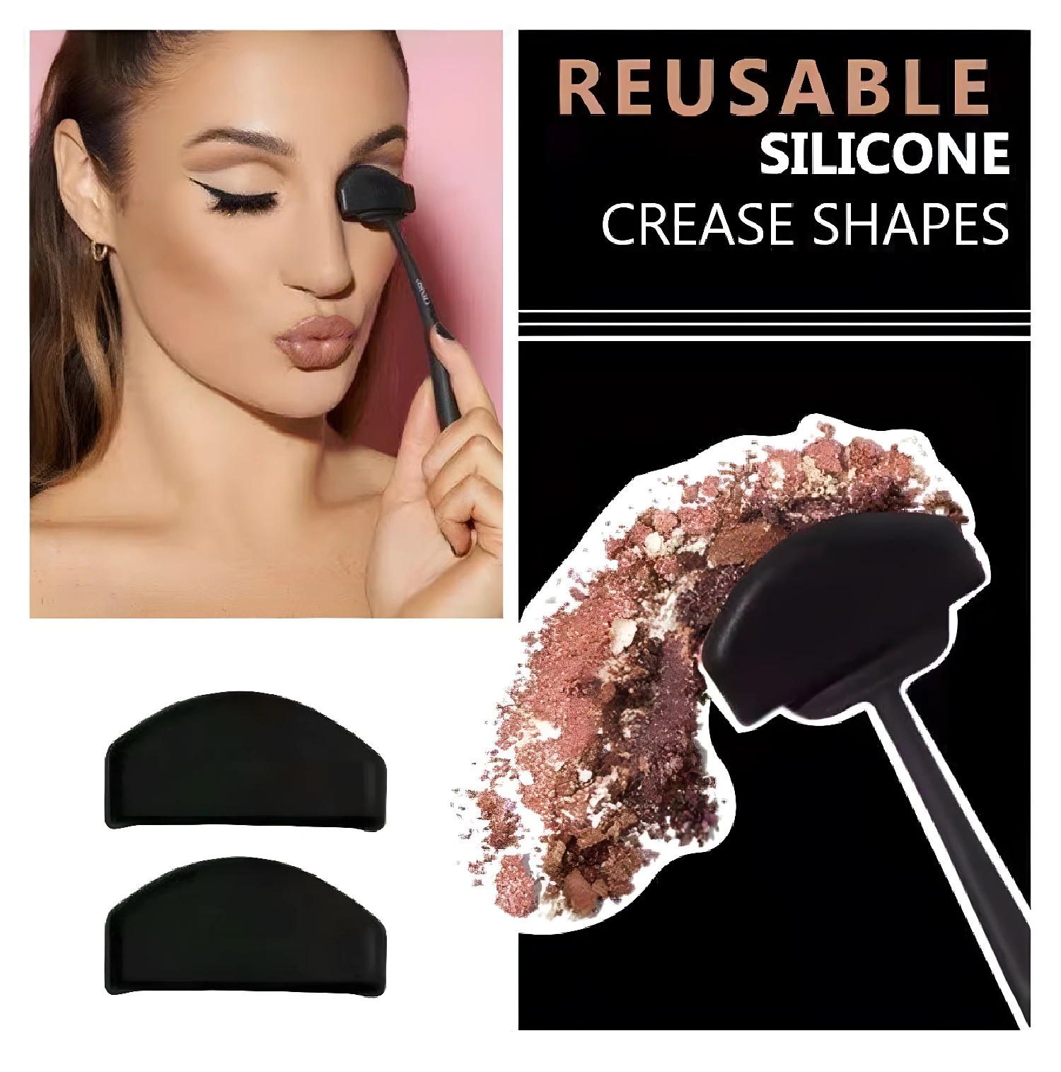 Kit plantillas 6 en 1 para sombra de ojo reutilizables, herramienta de maquillaje facial.