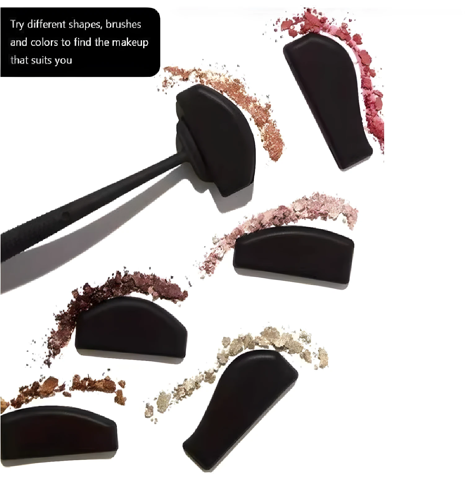 Kit plantillas 6 en 1 para sombra de ojo con sombras y aplicadores variados.