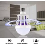 Bombillo LED mata zancudos con luz UV atrayendo insectos en habitación, silencioso y de 30-60m2.