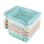 Set x2 organizador ajustable para nevera en colores pastel, apilables y con ventilación.