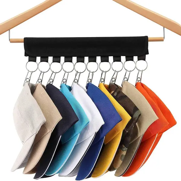 Organizador de gorras con 10 ganchos para colgar en el armario, ideal para mantener tus gorras ordenadas.