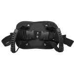 Sujetador para motocicleta con agarraderas, correas y hebillas ajustables.