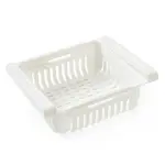 Set x2 organizadores ajustables de nevera blanco con ranuras, diseño de cesta deslizante.