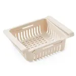 Set x2 organizador ajustable para nevera, cesta extensible de plástico color crema con rejillas.