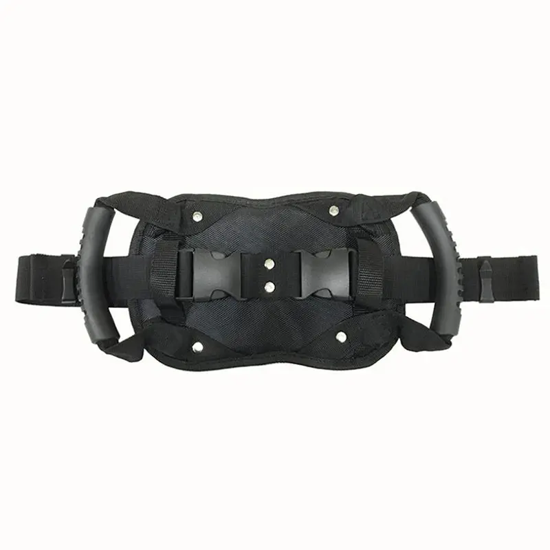 Cinturón para motocicleta con agarraderas y hebillas de seguridad para pasajero.