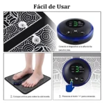Masajeador de pies relajante con pantalla digital y modos seleccionables.