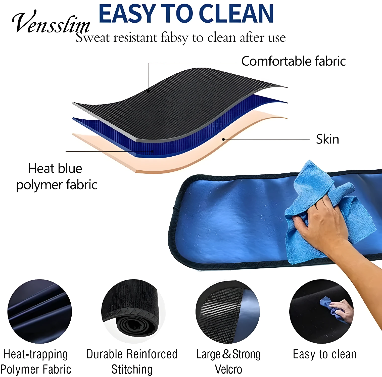 Moldeador de brazos Vensslim: tela cómoda, atrapa calor, fácil de limpiar.