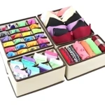 Organizador de ropa interior y medias x4 con compartimentos, ideal para lencería y calcetines.