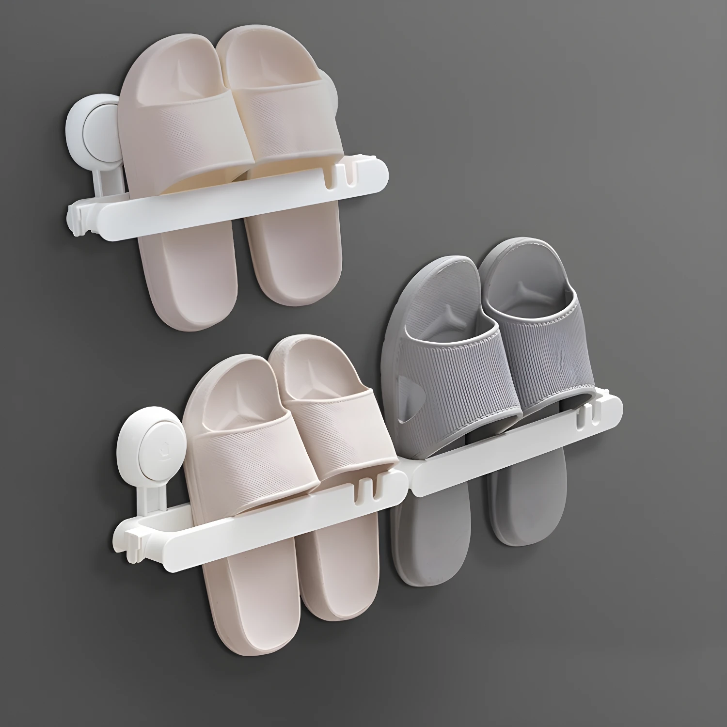 Zapatero adhesivo blanco para colgar chanclas, organizador de pared para hogar.