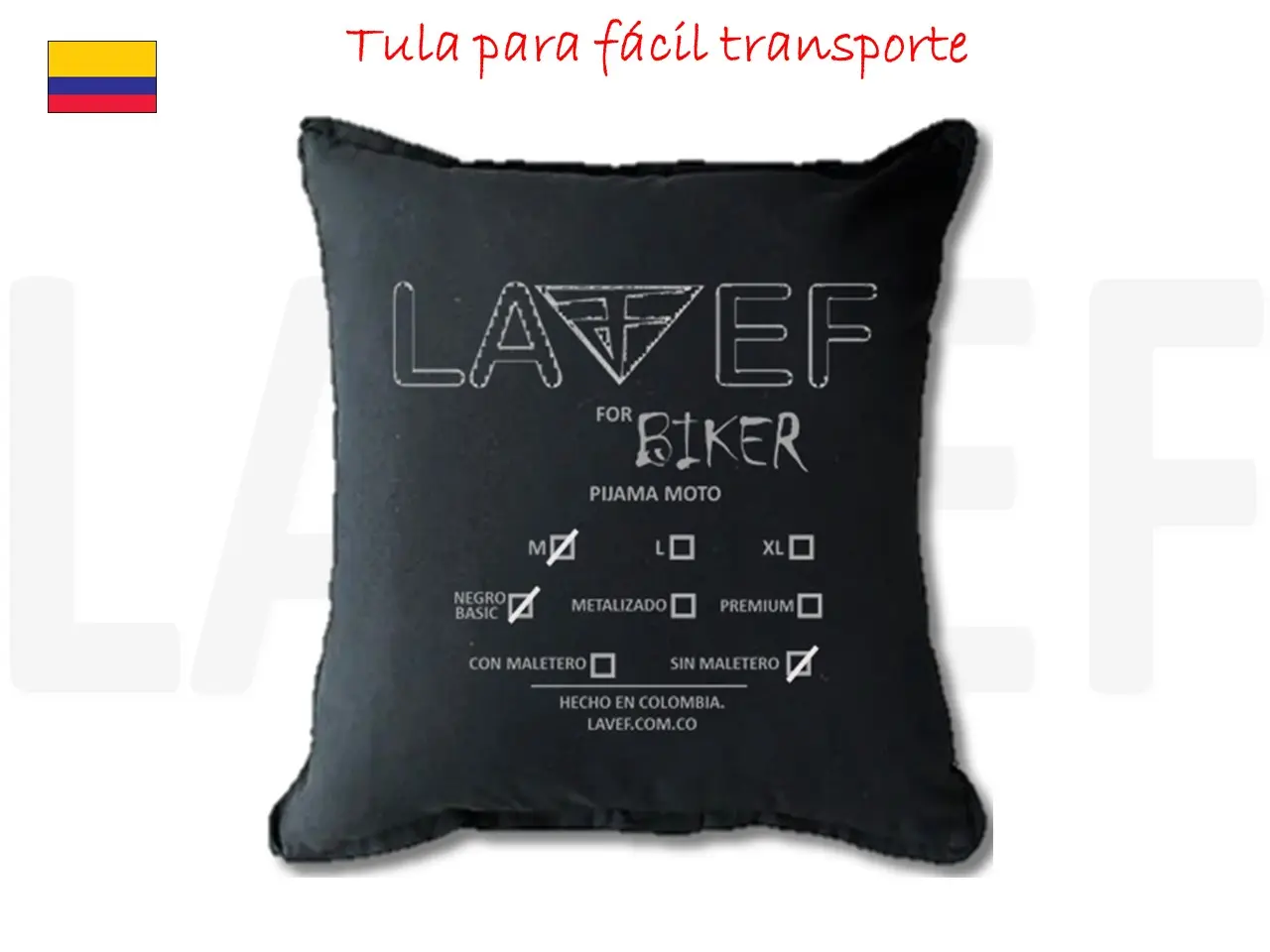 Pijama para moto Forro Semi Impermeable, negro, talla M, con maletero, hecho en Colombia.