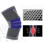 Rodillera de compresión con soporte de gel, ideal para aliviar dolor de rodilla y mejorar soporte.