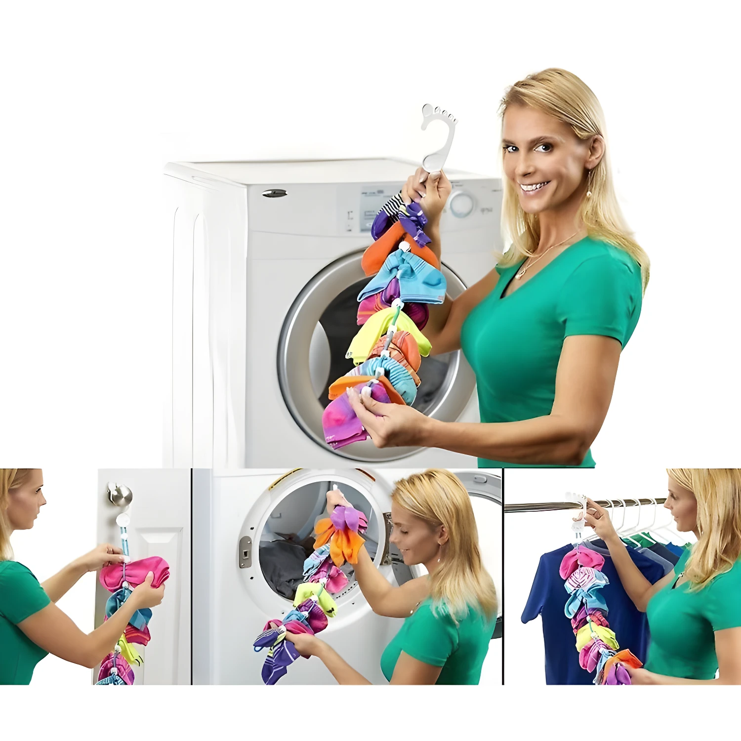 Set x2 ganchos organizadores de medias, para colgar en puerta o tendedero y organizar calcetines.