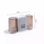 Soporte doble para cepillos de dientes y dispensador, con medida de 20x11.5 cm.