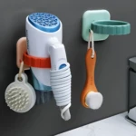 Soporte multifuncional para secador de pelo y accesorios de baño, organiza tus artículos de forma práctica.