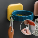 Set x2 soportes multifuncionales para secador de cabello, con gancho para colgar accesorios de baño.