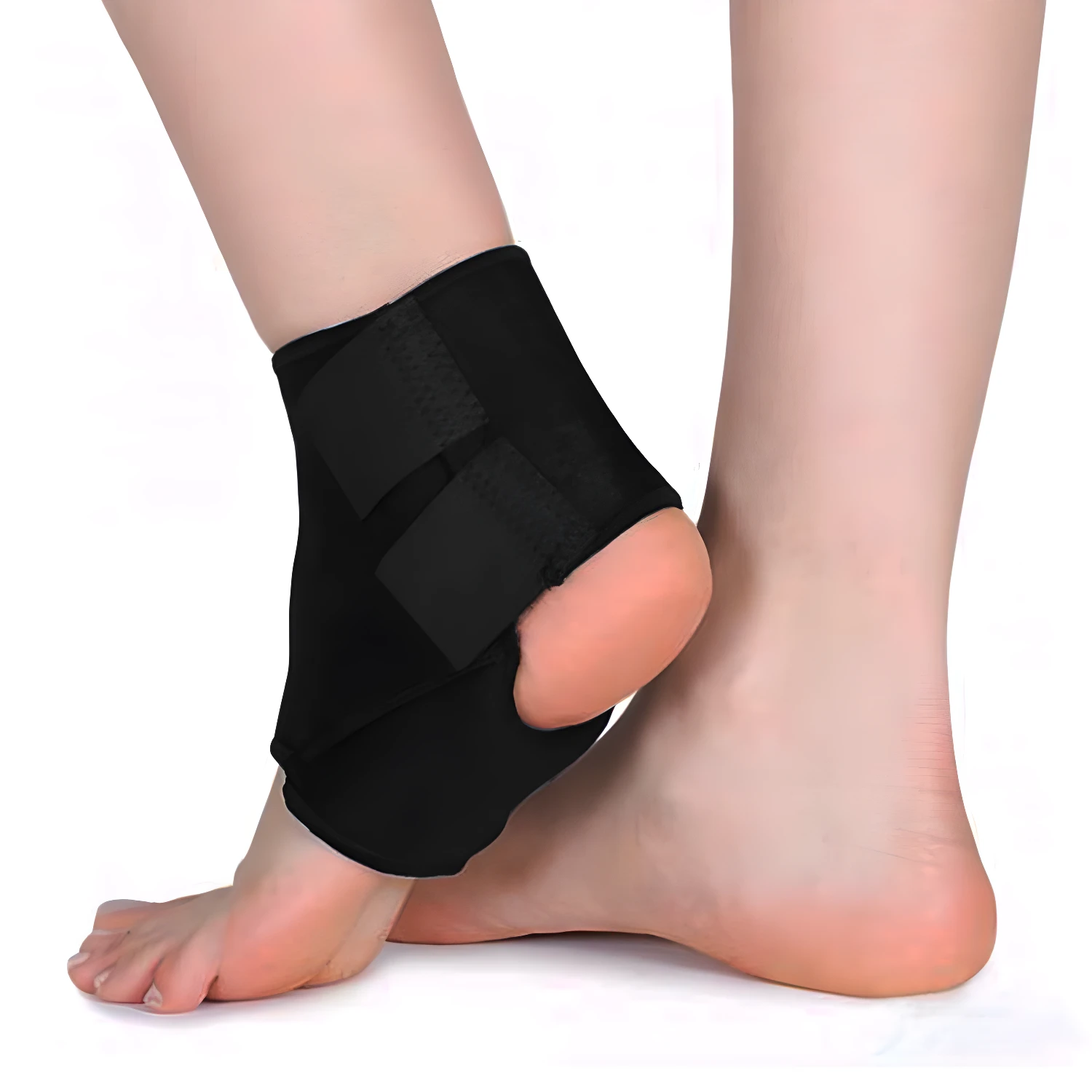 Tobillera ajustable deportiva negra para soporte de tobillo y pie.