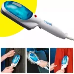 Plancha Tobi portátil de vapor para ropa, ideal para viaje y el hogar.