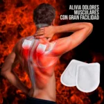 Set x12 Parches Calientes para aliviar dolor muscular en espalda y cuello con efecto terapéutico.